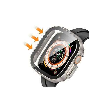 Apple Watch Ultra 49 Mm Uyumlu Sert Plastik Çizmeyen Pc Protective Ekran Ve Kasa Koruyucu Gard 20 Gri