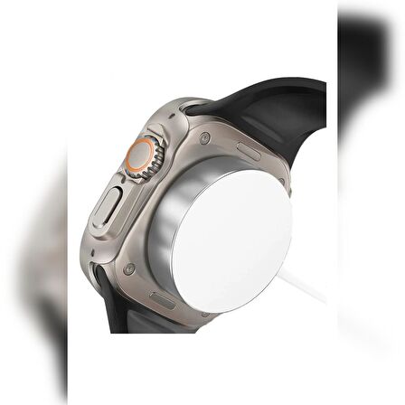 Apple Watch Ultra 49 Mm Uyumlu Sert Plastik Çizmeyen Pc Protective Ekran Ve Kasa Koruyucu Gard 20 Gri