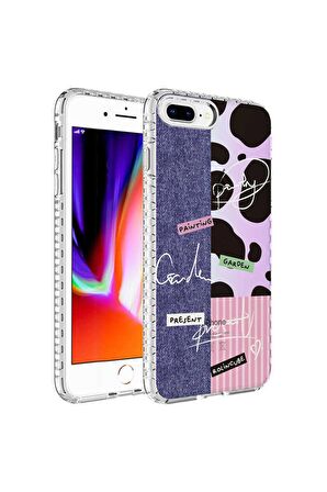 Apple iPhone 7 Plus Uyumlu Kılıf Airbag Kenarlı Renkli Desenli Silikon Elegans Kapak NO8