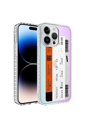 Apple iPhone 14 Pro Uyumlu Kılıf Airbag Kenarlı Renkli Desenli Silikon Elegans Kapak NO1