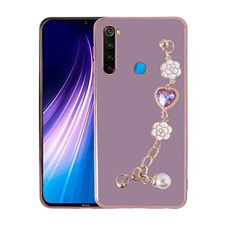 Xiaomi Redmi Note 8 Uyumlu Kılıf El Tutamaçlı Kamera Korumalı Taka Silikon Kapak Mor