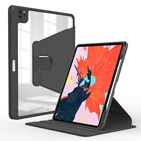 Apple iPad Pro 11 2022 M2 Uyumlu Tablet Kılıfı Nayn Dönebilen Standlı Kılıf Siyah