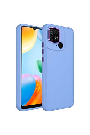 Xiaomi Redmi 10C Uyumlu Kılıf Metal Çerçeve ve Buton Tasarımlı Silikon Luna Kapak Lila