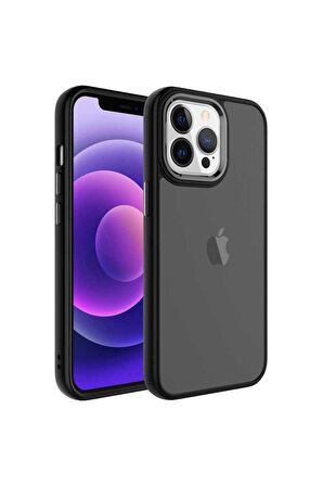 Apple iPhone 13 Pro Max Uyumlu Kılıf Buzlu Sert PC May Kapak Siyah