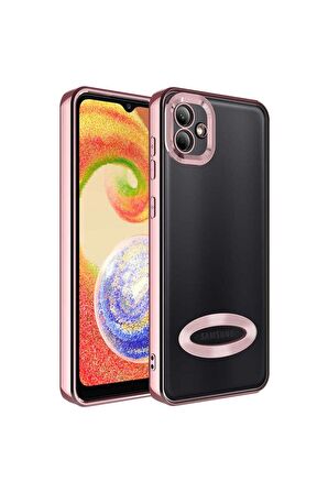 Samsung Galaxy A03 Uyumlu Kılıf Kamera Korumalı Logo Gösteren Omega Kapak Rose Gold