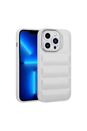 Apple iPhone 12 Pro Max Uyumlu Kılıf Kamera Korumalı Parlak Airbag'li Galya Kapak Beyaz