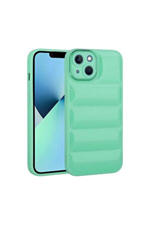 Apple iPhone 14 Uyumlu Kılıf Kamera Korumalı Parlak Airbag'li Galya Kapak Su Yeşil