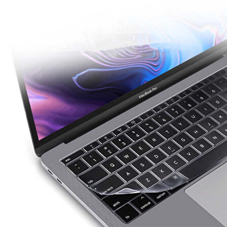 Apple Macbook 13' Pro Touch Bar A1706 Uyumlu Klavye Koruyucu Şeffaf Silikon Ped