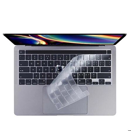 Apple Macbook 13' Pro Touch Bar A1706 Uyumlu Klavye Koruyucu Şeffaf Silikon Ped