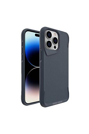 Apple iPhone 15 Pro Max Uyumlu Kılıf Airbag Kenarlı T-Max Mat Standlı Kapak Gri