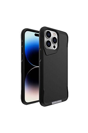 Apple iPhone 15 Pro Max Uyumlu Kılıf Airbag Kenarlı T-Max Mat Standlı Kapak Siyah