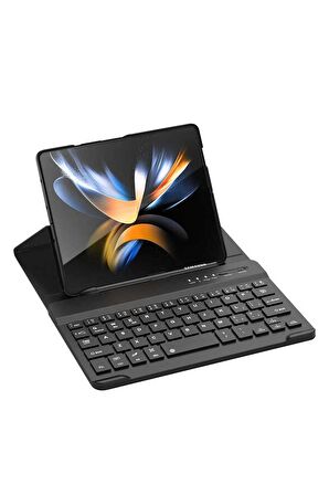 Samsung Galaxy Z Fold 3 Uyumlu Kılıf Standlı Bluetooth Klavyeli Kıpta Keyboard Set Kılıf