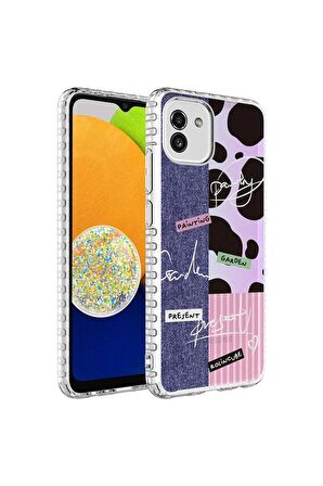 Samsung Galaxy A04 Uyumlu Kılıf Airbag Kenarlı Renkli Desenli Silikon Elegans Kapak NO8
