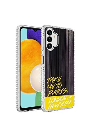 Samsung Galaxy A04S Uyumlu Kılıf Airbag Kenarlı Renkli Desenli Silikon Elegans Kapak NO3