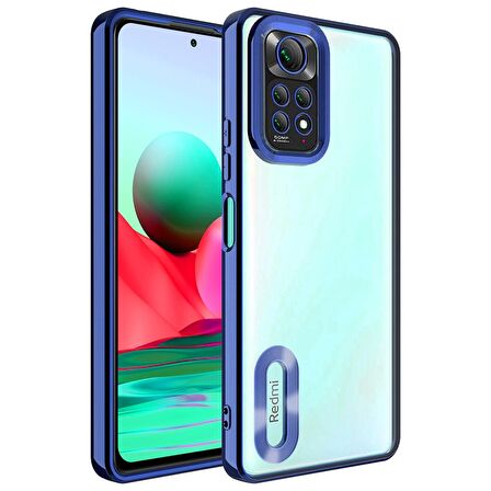Xiaomi Redmi Note 11S Global Uyumlu Kılıf Kamera Korumalı Logo Gösteren Omega Kapak Lacivert