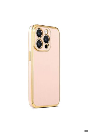 Apple iPhone 14 Pro Max Uyumlu Kılıf Bark Kapak Rose Gold