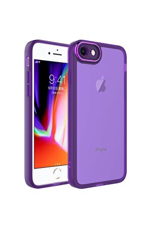 Apple iPhone 7 Uyumlu Kılıf Kamera Korumalı Transparan Post Kapak Derin Mor