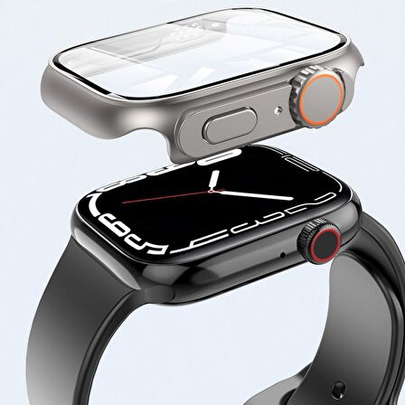 Apple Watch 44 Mm Uyumlu - Watch Ultra 49 Mm Dönüştürücü Kasa & Ekran Koruyucu Tam Koruma Kapak