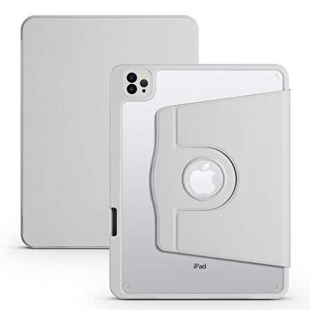 Apple iPad Air 10.9 2020 (4.Nesil) Uyumlu Tablet Kılıfı Kalem Bölmeli Termik Kılıf Gri