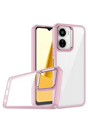 Vivo Y16 Uyumlu Kılıf Flora Kapak Rose Gold