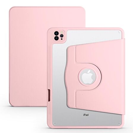 Apple iPad 10.2 2021 (9.Nesil) Uyumlu Tablet Kılıfı Kalem Bölmeli Termik Kılıf Pembe