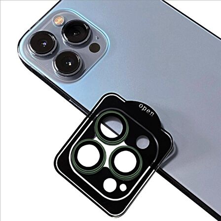 Apple iPhone 13 Pro Max Uyumlu CL-11 Safir Parmak İzi Bırakmayan Anti-Reflective Kamera Lens Koruyucu Koyu Yeşil