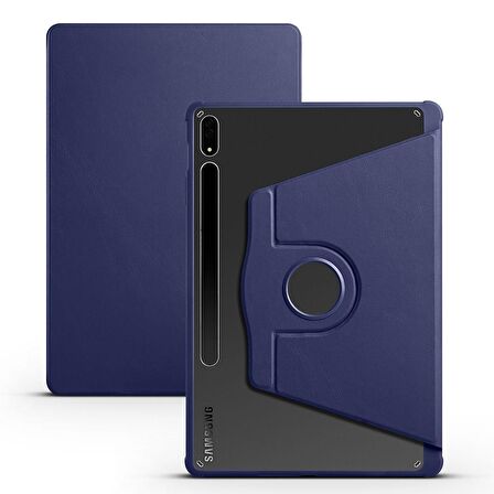 Samsung Galaxy Tab S7 Plus T970 Uyumlu Tablet Kılıfı Kalem Bölmeli Termik Kılıf Lacivert