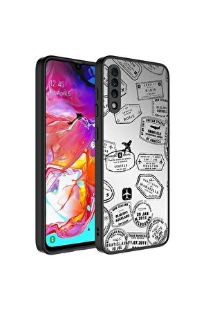 Samsung Galaxy A70 Uyumlu Kılıf Aynalı Desenli Kamera Korumalı Parlak Mirror Kapak Seyahat