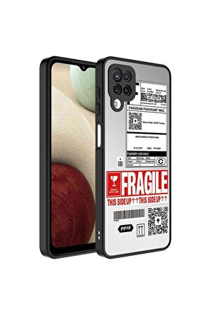 Samsung Galaxy A12 Uyumlu Kılıf Aynalı Desenli Kamera Korumalı Parlak Mirror Kapak Fragile