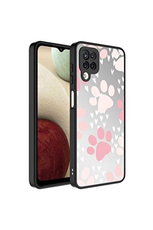 Samsung Galaxy A12 Uyumlu Kılıf Aynalı Desenli Kamera Korumalı Parlak Mirror Kapak Pati