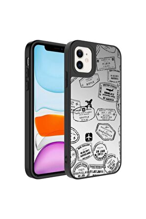Apple iPhone 11 Uyumlu Kılıf Aynalı Desenli Kamera Korumalı Parlak Mirror Kapak Seyahat