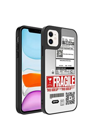 Apple iPhone 12 Uyumlu Kılıf Aynalı Desenli Kamera Korumalı Parlak Mirror Kapak Fragile