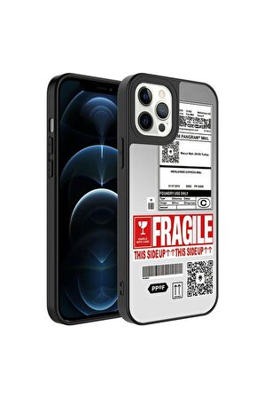 Apple iPhone 12 Pro Uyumlu Kılıf Aynalı Desenli Kamera Korumalı Parlak Mirror Kapak Fragile