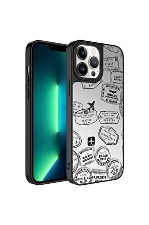 Apple iPhone 13 Pro Max Uyumlu Kılıf Aynalı Desenli Kamera Korumalı Parlak Mirror Kapak Seyahat
