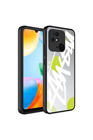 Xiaomi Redmi 10C Uyumlu Kılıf Aynalı Desenli Kamera Korumalı Parlak Mirror Kapak Yazı