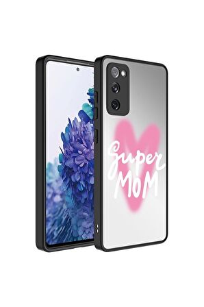 Samsung Galaxy S20 FE Uyumlu Kılıf Aynalı Desenli Kamera Korumalı Parlak Mirror Kapak Süper Anne