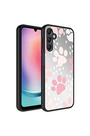 Samsung Galaxy A24 Uyumlu Kılıf Aynalı Desenli Kamera Korumalı Parlak Mirror Kapak Pati