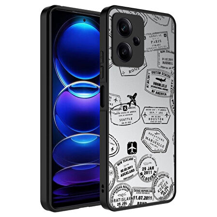 Xiaomi Redmi Note 12 5G Uyumlu Kılıf Aynalı Desenli Kamera Korumalı Parlak Mirror Kapak Seyahat