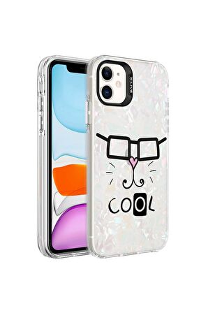 Apple iPhone 12 Uyumlu Kılıf Mermer Desenli Marbello Kapak Beyaz