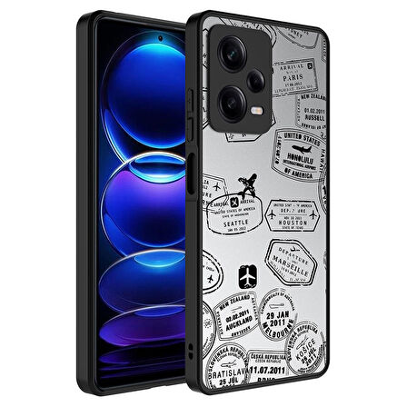 Xiaomi Redmi Note 12 Pro 5G Uyumlu Kılıf Aynalı Desenli Kamera Korumalı Parlak Mirror Kapak Seyahat