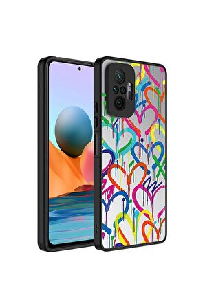 Xiaomi Redmi Note 10 Pro Uyumlu Kılıf Aynalı Desenli Kamera Korumalı Parlak Mirror Kapak Kalp