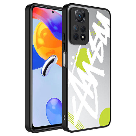 Xiaomi Redmi Note 12 Pro 4G Uyumlu Kılıf Aynalı Desenli Kamera Korumalı Parlak Mirror Kapak Yazı