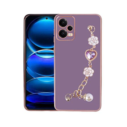 Xiaomi Redmi Note 12 4G Uyumlu Kılıf El Tutamaçlı Kamera Korumalı Taka Silikon Kapak Mor