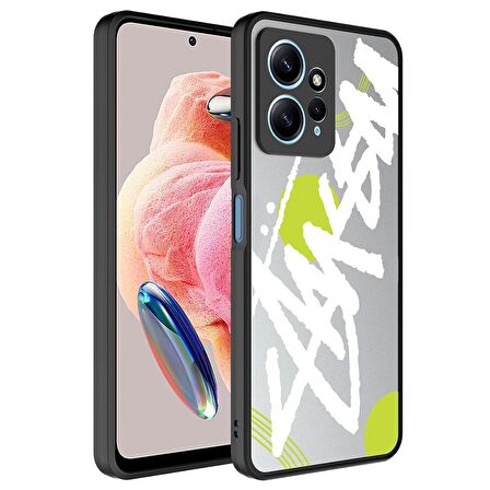 Xiaomi Redmi Note 12 4G Uyumlu Kılıf Aynalı Desenli Kamera Korumalı Parlak Mirror Kapak Yazı