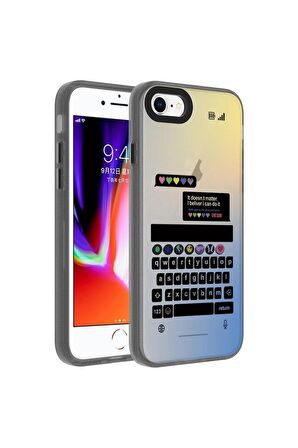 Apple iPhone SE 2020 Uyumlu Kılıf Desenli Dragon Sert Kapak Klavye
