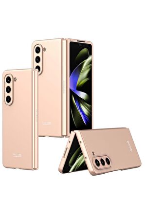 Samsung Galaxy Z Fold 5 Uyumlu Kılıf Sert Kıpta Kapak Rose Gold