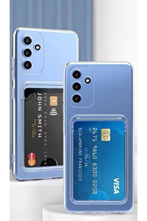 Samsung Galaxy A14 Uyumlu Kılıf Kartlıklı Şeffaf Setra Clear Silikon Kapak