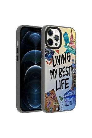 Apple iPhone 12 Pro Max Uyumlu Kılıf Desenli Dragon Sert Kapak Seyahat