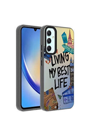 Samsung Galaxy A34 Uyumlu Kılıf Desenli Dragon Sert Kapak Seyahat