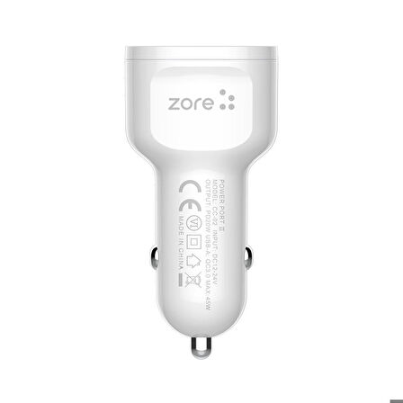 CC-02 Hızlı Şarj Özellikli LED Işıklı QC 3.0 USB-A ve Type-C PD Araç Şarj Başlığı PD 20W